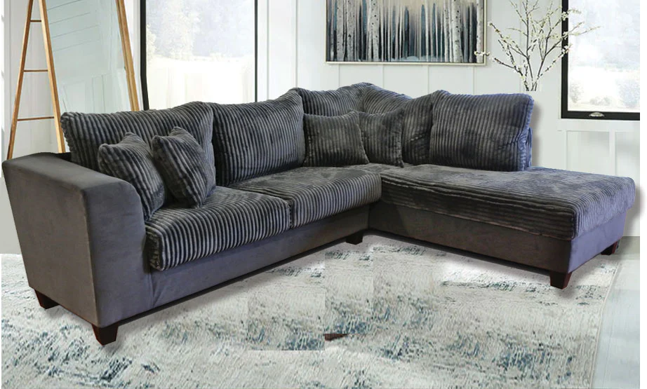 Grey Plush fabric sectional